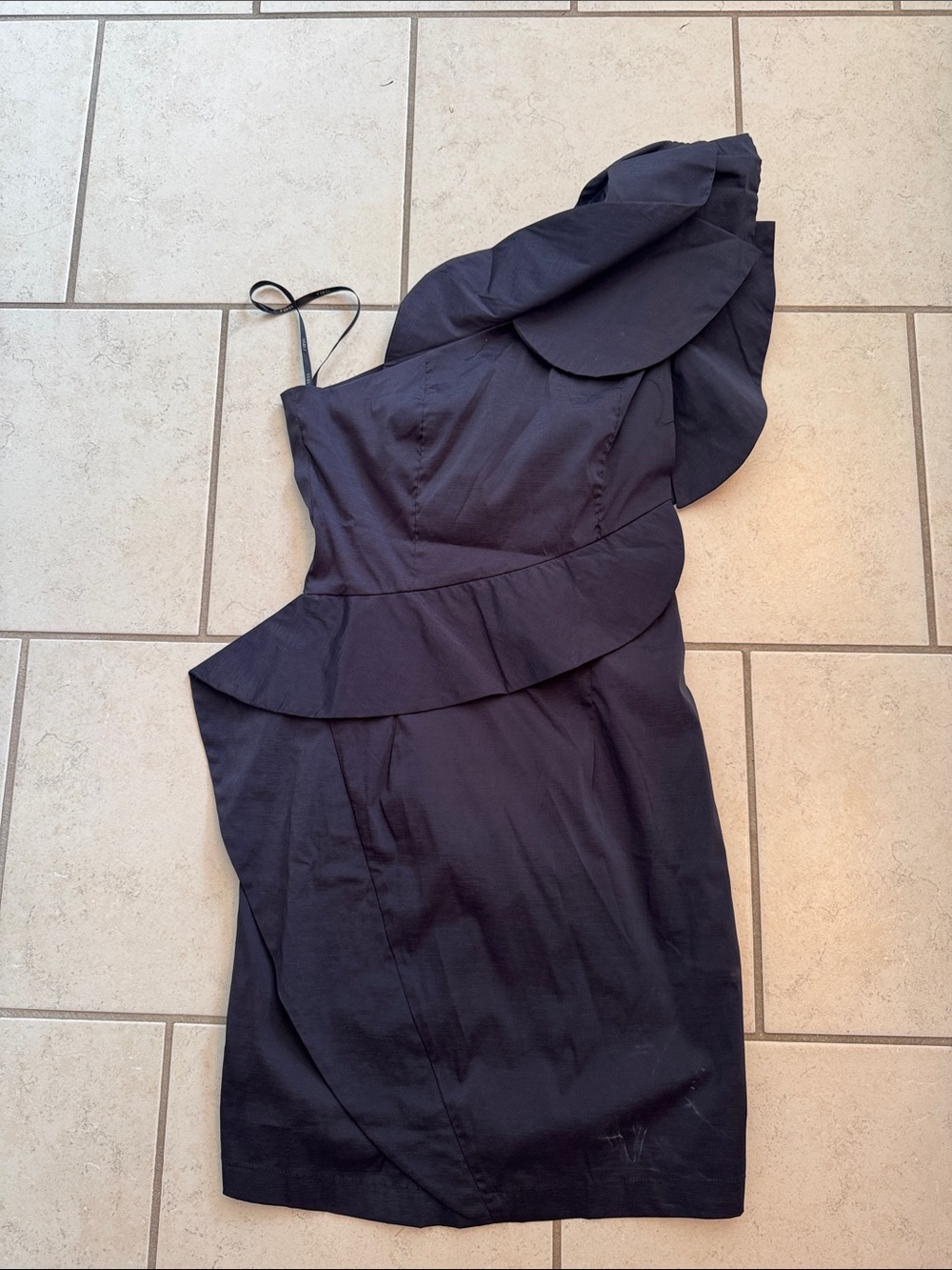 Very J Blue One-Shoulder Ruffle Cocktail Dress
